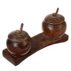 Набор для специй из кокоса «Горшочки», 13×5×6 см - Фото 4