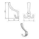 Крючок мебельный ТУНДРА TKT014, трехрожковый, хром - фото 26851544