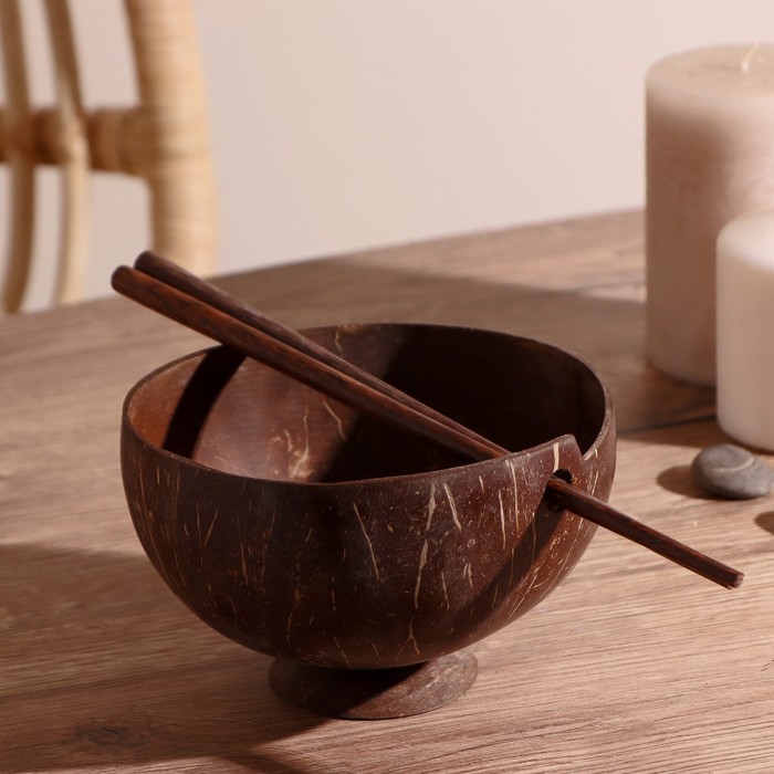 Тарелка с палочками из кокоса «Трапеза», 15×15×10 см - Фото 1