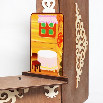 Ширма для кукольного театра с декорациями, дерево, 70×55 см