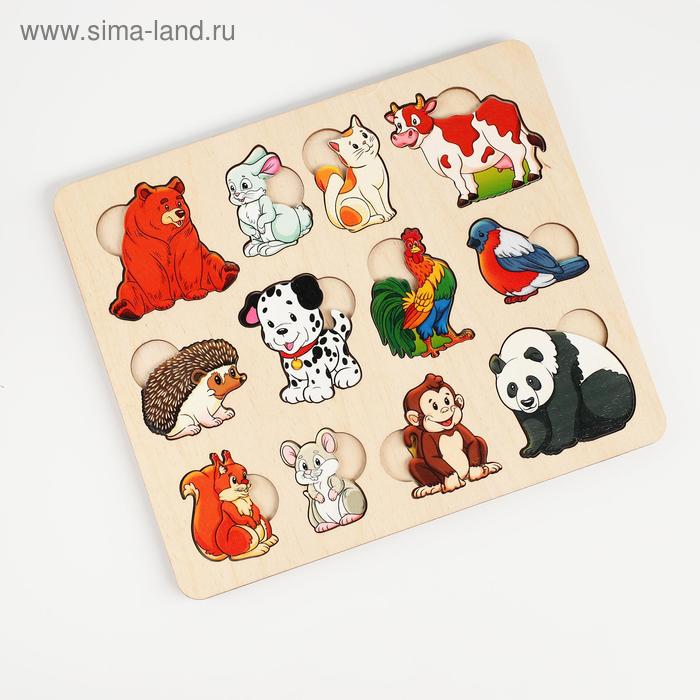 Рамка - вкладыш деревянная «Кто что ест», 12 деталей - Фото 1