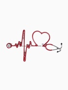 Брошь «Стетоскоп» кардиограмма, цвет красный в серебре - Фото 1