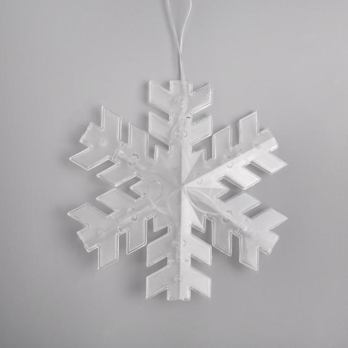 Гирлянда «Нить» 2 м с насадками «Снежинка матовая», IP20, прозрачная нить, 36 LED, свечение белое, 220 В - фото 1927614491