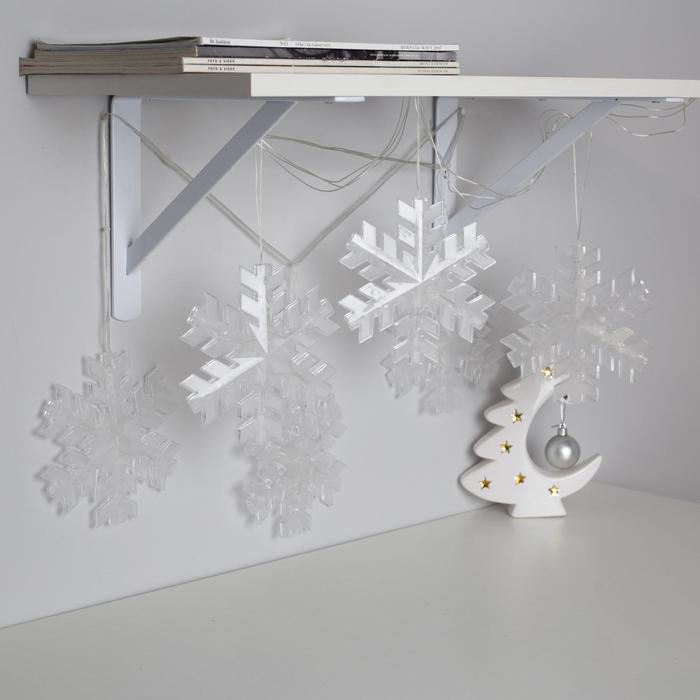 Гирлянда «Нить» 2 м с насадками «Снежинка матовая», IP20, прозрачная нить, 36 LED, свечение белое, 220 В - фото 1927614487