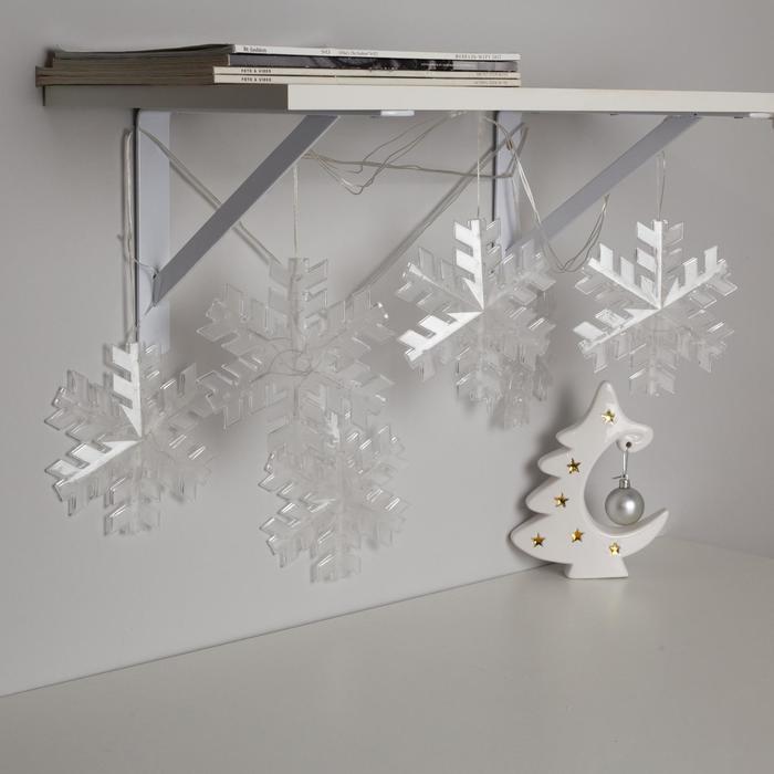 Гирлянда «Нить» 2 м с насадками «Снежинка матовая», IP20, прозрачная нить, 36 LED, свечение тёплое белое, 220 В - фото 1919010478