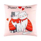 Подушка новогодняя Этель Meow love, 40×40 см, велюр, 100% п/э - Фото 1
