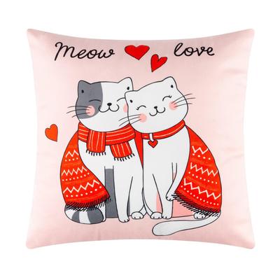 Подушка новогодняя Этель Meow love, 40×40 см, велюр, 100% п/э