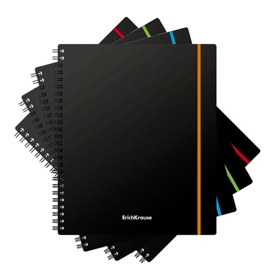 Тетрадь на спирали, 80 листов в клетку, ErichKrause Accent, пластиковая обложка, на резинке, МИКС