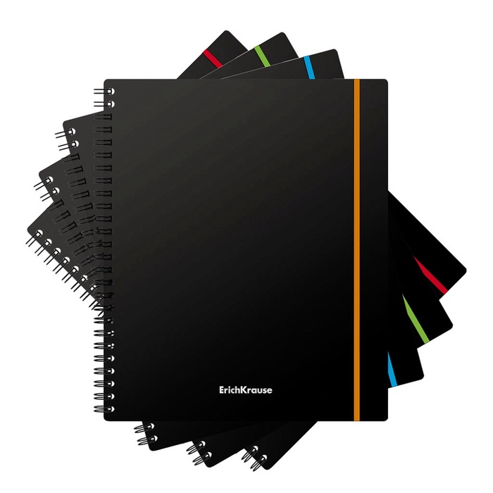 Тетрадь на спирали ErichKrause. Accent А5, 80 листов, в клетку, пластиковая обложка, на резинке, блок офсет, МИКС - Фото 1