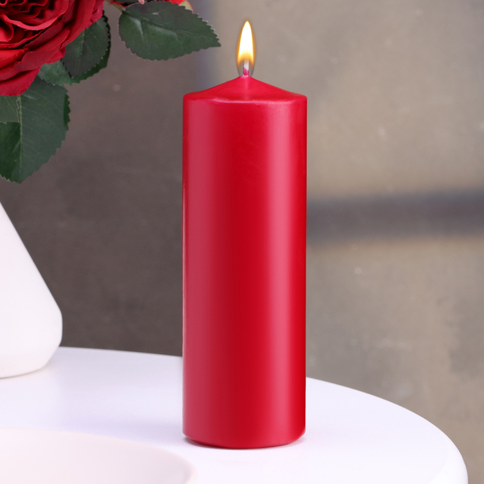 Свеча - цилиндр, 5×15 см, бордо лакированная, 14 ч