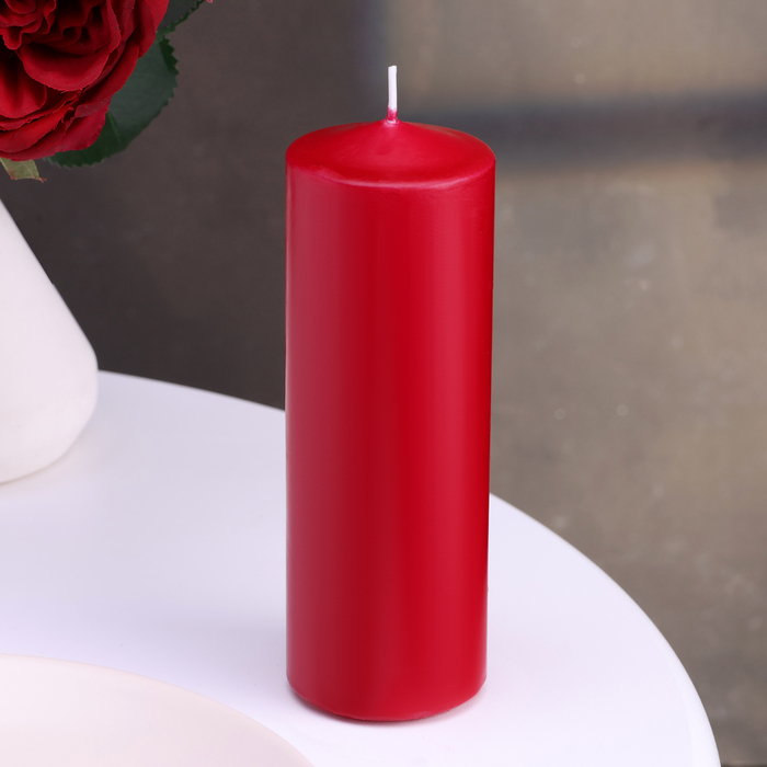 Свеча - цилиндр, 5х15 см, бордо лакированная, 14 ч - Фото 1