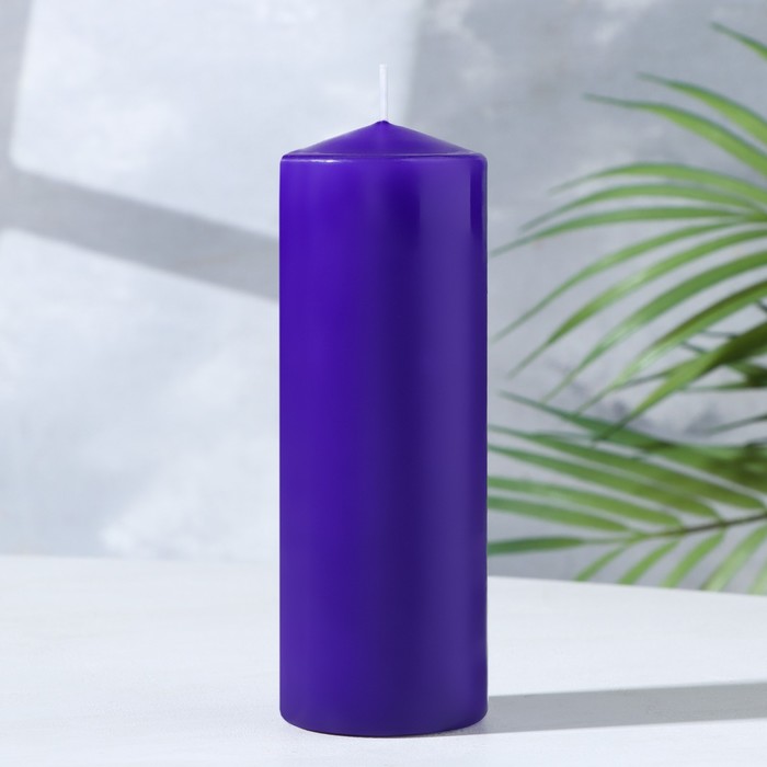 Свеча - цилиндр, 5х15 см, фиолетовая лакированная - Фото 1