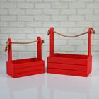 Подарочный ящик Dear, деревянный, ручка - канат, красный, набор 2 шт. - Фото 1