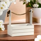 Подарочный ящик «Аром», 25.5×15×30 см, деревянный, ручка - канат, белый - Фото 1