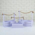 Подарочный ящик «Аром», деревянный, ручка - канат, лавандовый, набор 3 шт. - Фото 1