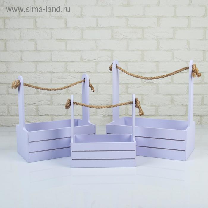 Подарочный ящик «Аром», деревянный, ручка - канат, лавандовый, набор 3 шт. - Фото 1