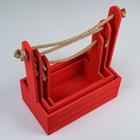 Подарочный ящик «Аром», деревянный, ручка - канат, красный, набор 3 шт. - Фото 4