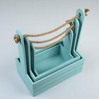 Подарочный ящик «Аром», деревянный, ручка - канат, голубой, набор 3 шт. - Фото 4