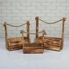 Подарочный ящик «Аром», деревянный, ручка - канат, цвет обожжённое дерево, набор 3 шт. - Фото 1