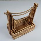 Подарочный ящик «Аром», деревянный, ручка - канат, цвет обожжённое дерево, набор 3 шт. - Фото 4