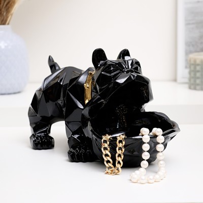 Подставка для мелочей «Фигурка. Английский бульдог», полистоун, чёрный, 27×17×27 см