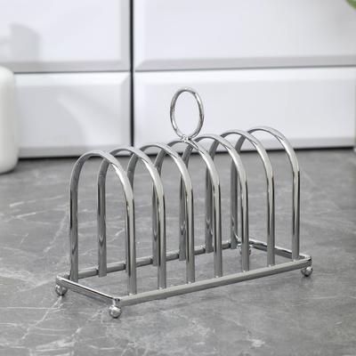 Подставка для плоских тарелок и разделочных досок на 6 предметов Доляна, 16×7×12,5 см, цвет хром