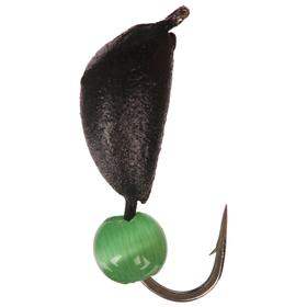 Мормышка безнасадочная "ЯМАН" Банан черный, d=4.5 мм, вес 1.3 г, "кошачий глаз" зеленый, (уп. 5 шт.)