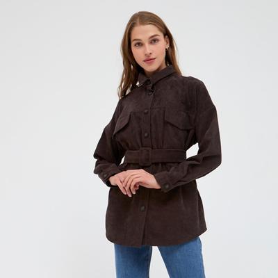 Рубашка женская MINAKU: Casual Collection, размер 50, шоколадный