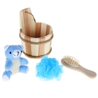 Набор банный 3 предмета (расческа, мочалка - 2 шт, игрушка), цвет МИКС - Фото 1
