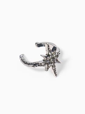 Серьга кафф «Звезда», стразы, цвет белый в серебре 5433596
