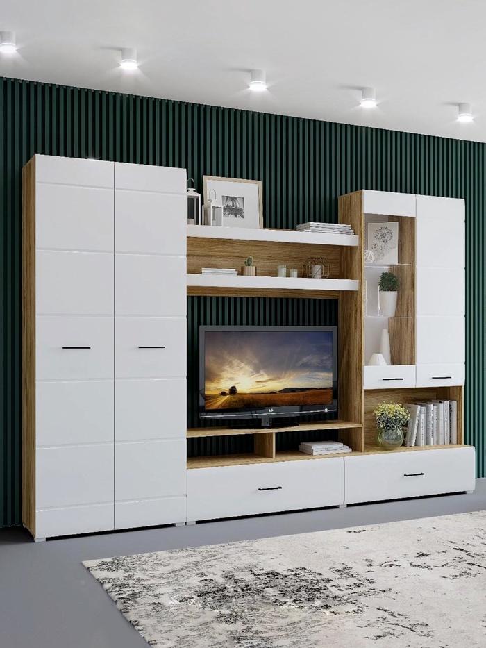 Гостиная «Ненси 1», 2800×2000×466 мм, цвет дуб золотой/белый - Фото 1