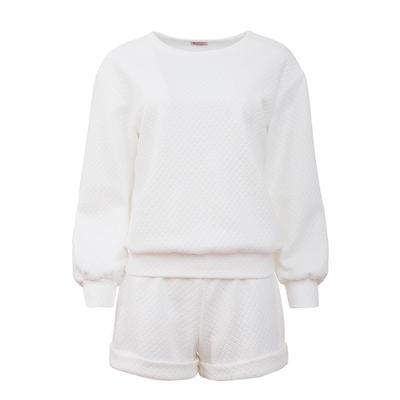 Пижама женская (свитшот, шорты) MINAKU: New happy, размер 48, белая