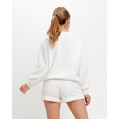 Пижама женская (свитшот, шорты) MINAKU: New happy, размер 48, белая