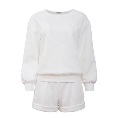 Пижама женская (свитшот, шорты) MINAKU: New happy, размер 48, белая
