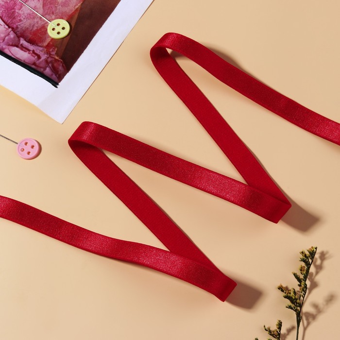 Резинка для бретелей, блестящая, 10 мм, 10±0.5 м, красная