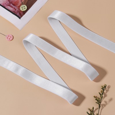 Резинка для бретелей, блестящая, 15 мм, 10±0.5 м, белая