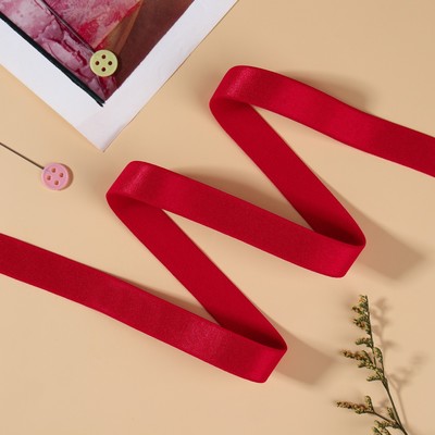 Резинка для бретелей, блестящая, 15 мм, 10±0.5 м, красная