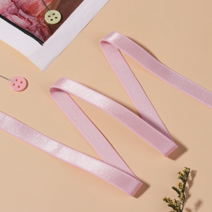 Резинка для бретелей, блестящая, 10 мм, 10±0.5 м, розовая
