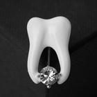 Брошь "Зуб" со стразой, цвет белый в серебре - фото 771410