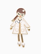 Брошь «Доктор» девушка, бело-коричневая в золоте - Фото 1