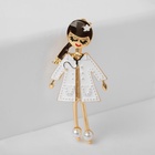 Брошь «Доктор» девушка, бело-коричневая в золоте - Фото 5