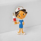 Брошь "Медсестра" с уколом, цветная в золоте - Фото 2