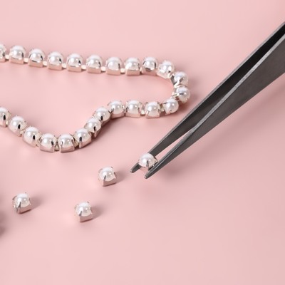 Пинцет прямой для рукоделия, 12.3 см, цвет серебряный