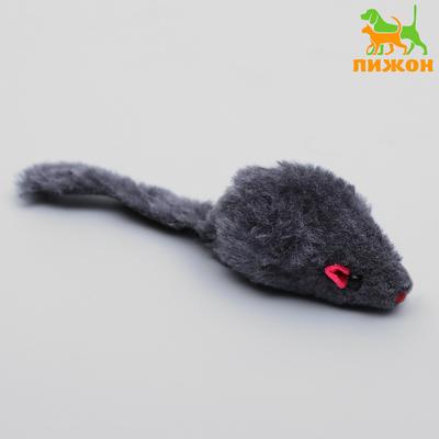 Мышь меховая однотонная 6.5 см, серая