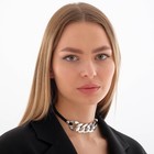 Чокер «Цепь» классические звенья, цвет чёрный в серебре, 30см - Фото 4