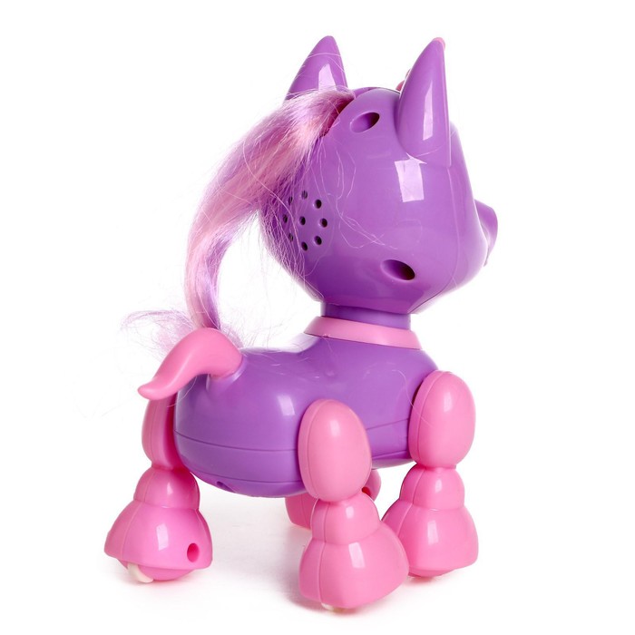 Робот единорог «Питомец» IQ BOT, интерактивный: с записью звуков, реагирует на хлопки, звук, свет, на батарейках, фиолетовый - фото 51877460