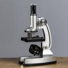 Микроскоп "Исследование", кратность увеличения 600х, 300х, 100х, с подсветкой, серебристый - фото 8226084