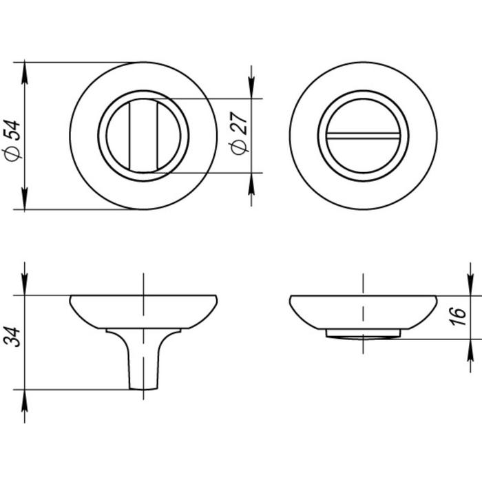 Ручка поворотная BK6 RM SC/CP-16, цвет матовый хром, хром