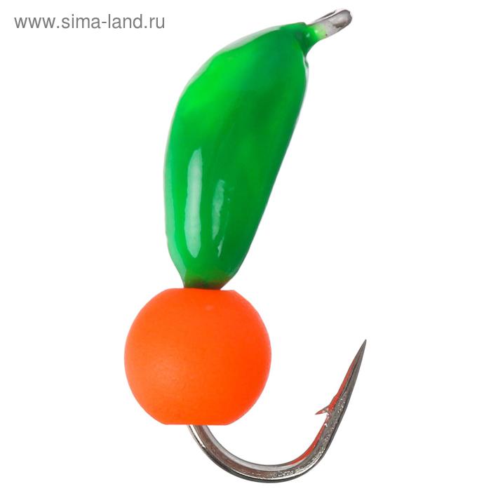 Мормышка безнасадочная "ЯМАН" "Банан" зеленый, d=3 мм, вес 0.5 г, шарик оранжевый неон (уп. 5 шт.) - Фото 1