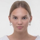 Серьги ассорти «Снежок» диск, цвет белый в серебре - Фото 3